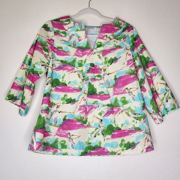 Frances Valentine Printed Crew Neck Blouse S - Picture 1 of 7
